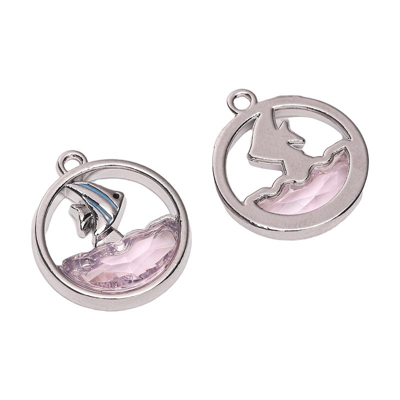 1pc/bag Alloy Inlaid Glass Pendant DIY Bracelet Necklace Earrings Jewelry Accessories