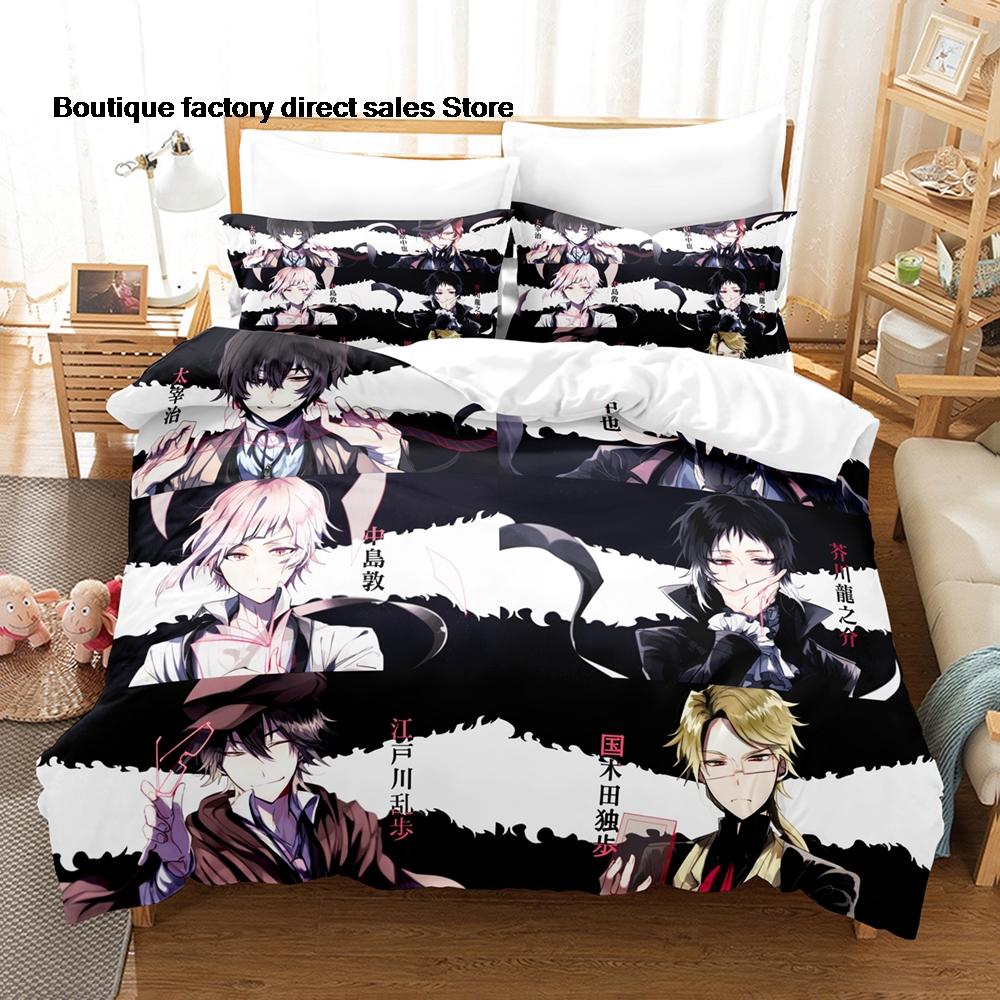 Anime Bungo Stray Dogs Bedding Set Single Twin Full Queen King Size Bed Set Kids Bedroom Duvetcover Sets Bed Sheet Set