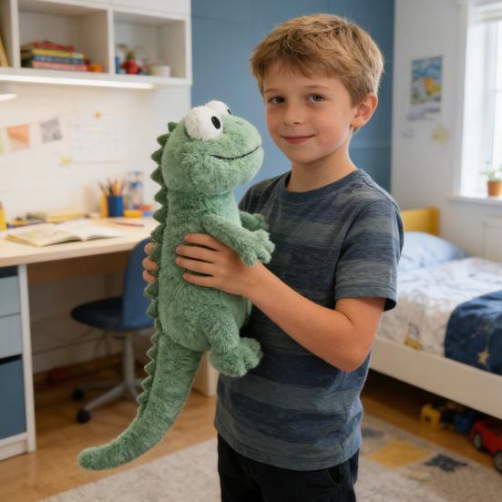 Realistic Lizard Plush Toy Soft Cuddly Stuffed Animal with Big White Eyes & Friendly Expression Cute Desk Decor Gift for Kids Collectors