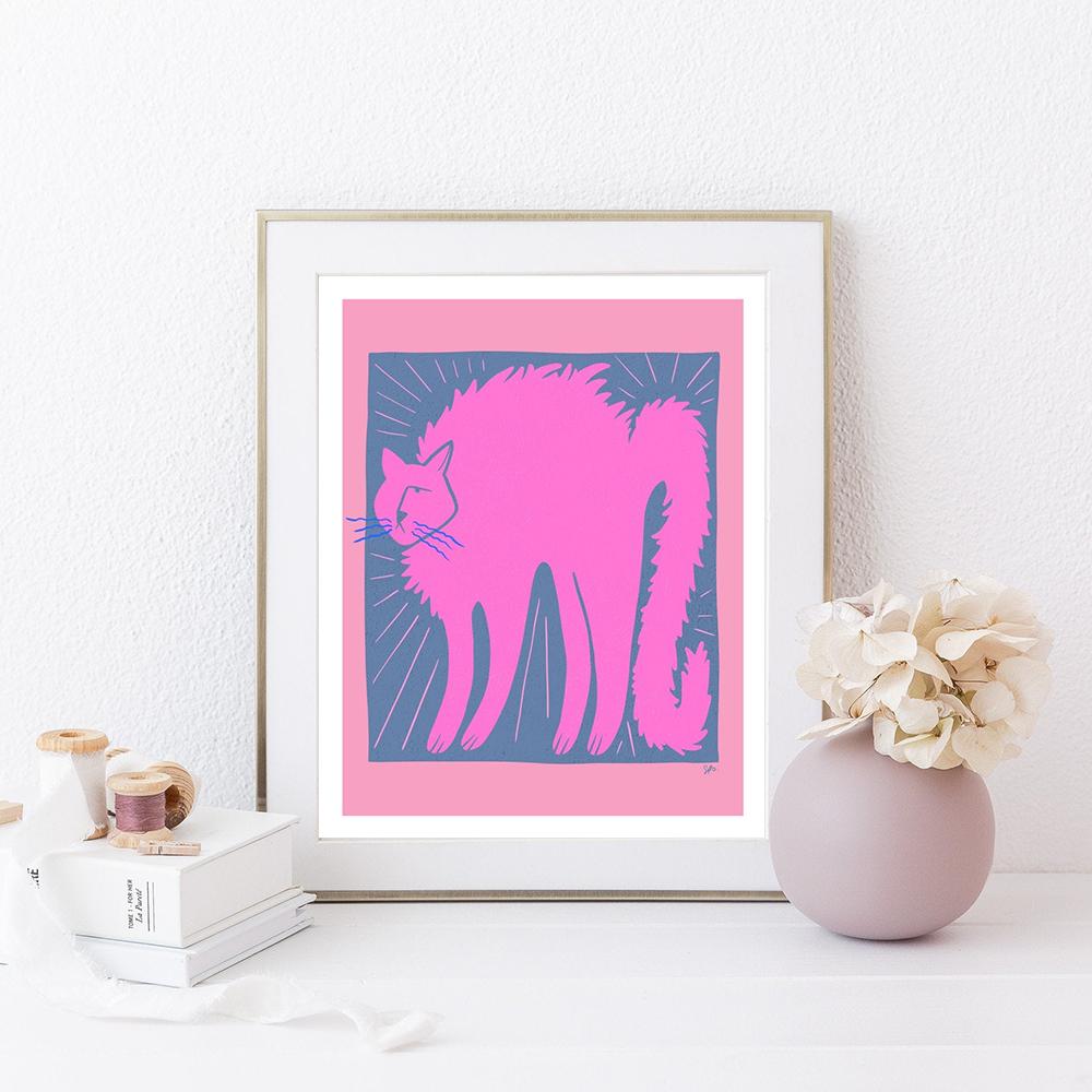 Fashion Smoking Cat Wall Art Pink Hipster Animal Cat Canvas Painting Nordic Posters And Prints Wall Picture For Kids Room Decor