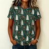 Women's Casual Short Sleeve Round Neck Pullover T-Shirt with Halloween Print