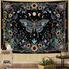 Faxdong Boho Green Butterfly Tapestry, Aesthetic Triple Moon and Sunflowers Crystal Tapestries, Moth Mystic Decor for Bedroom Living Room