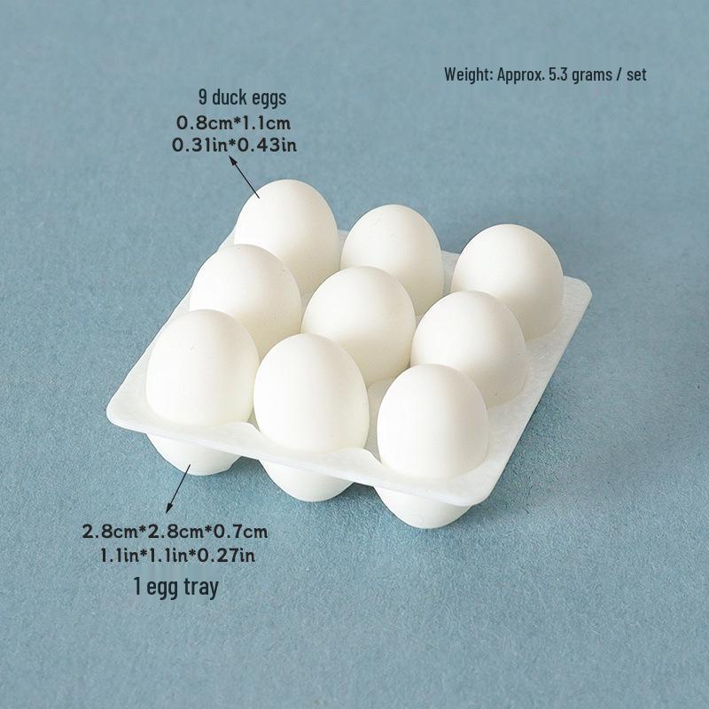 Mini Dollhouse DIY Egg Carton Model with Duck Egg Ornaments and Tray Accessories for Kitchen Scene Decor.