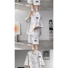 Men's Tie-dye 2PCS Outfit Summer Casual Loose Short Sleeve T-shirt + Shorts Set Streetwear