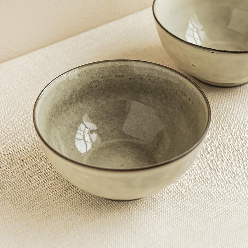 Minimalistischer Stil Ofenbrand Keramikschale Haushaltsschale Nudelschale Geschirr Schale Große Kapazität Strich Salatschüssel Restaurant Tiefe Schale