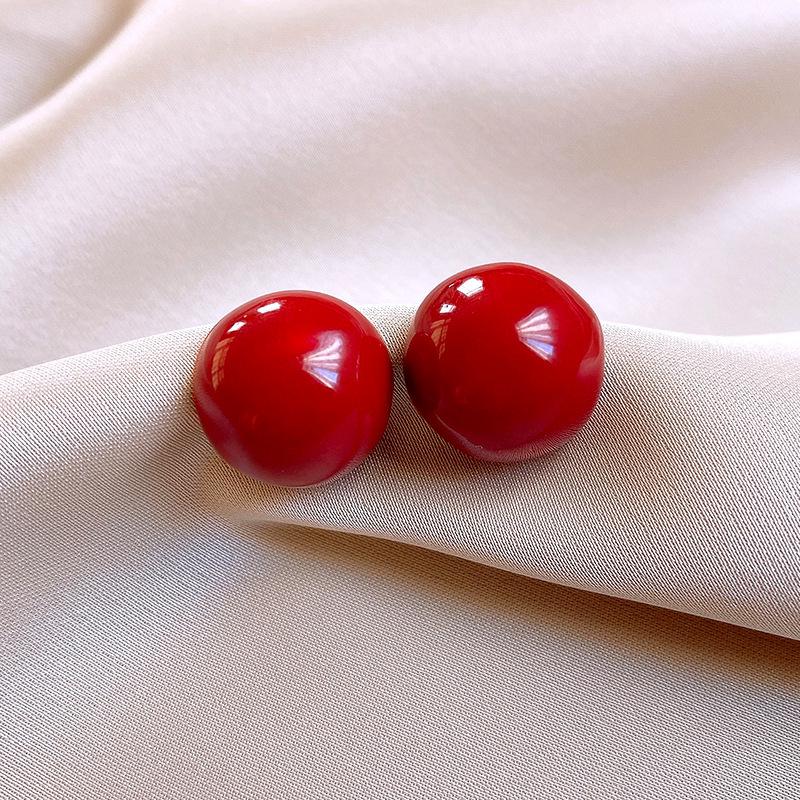 Ancola Silver Needle Red Heart Earrings – Fashionable, Luxurious & Elegant for Autumn/Winter 2025