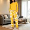 Damen Freizeit-Schlafanzug-Set mit Print, Rundhalsausschnitt und Lockerer Passform für Nachtwäsche und Loungewear