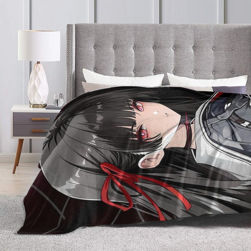 Chisa Wuthering Wave Flannel Blanket Super Soft Throw Blanket for Couch Chair Travel Print Bedspread Sofa Bed Cover