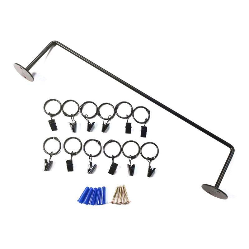 

BAAU Hanging Multi-Purpose Hanging Rod Iron Ring Clothes Organizer With Hooks Kitchen Bathroom Towel Racks