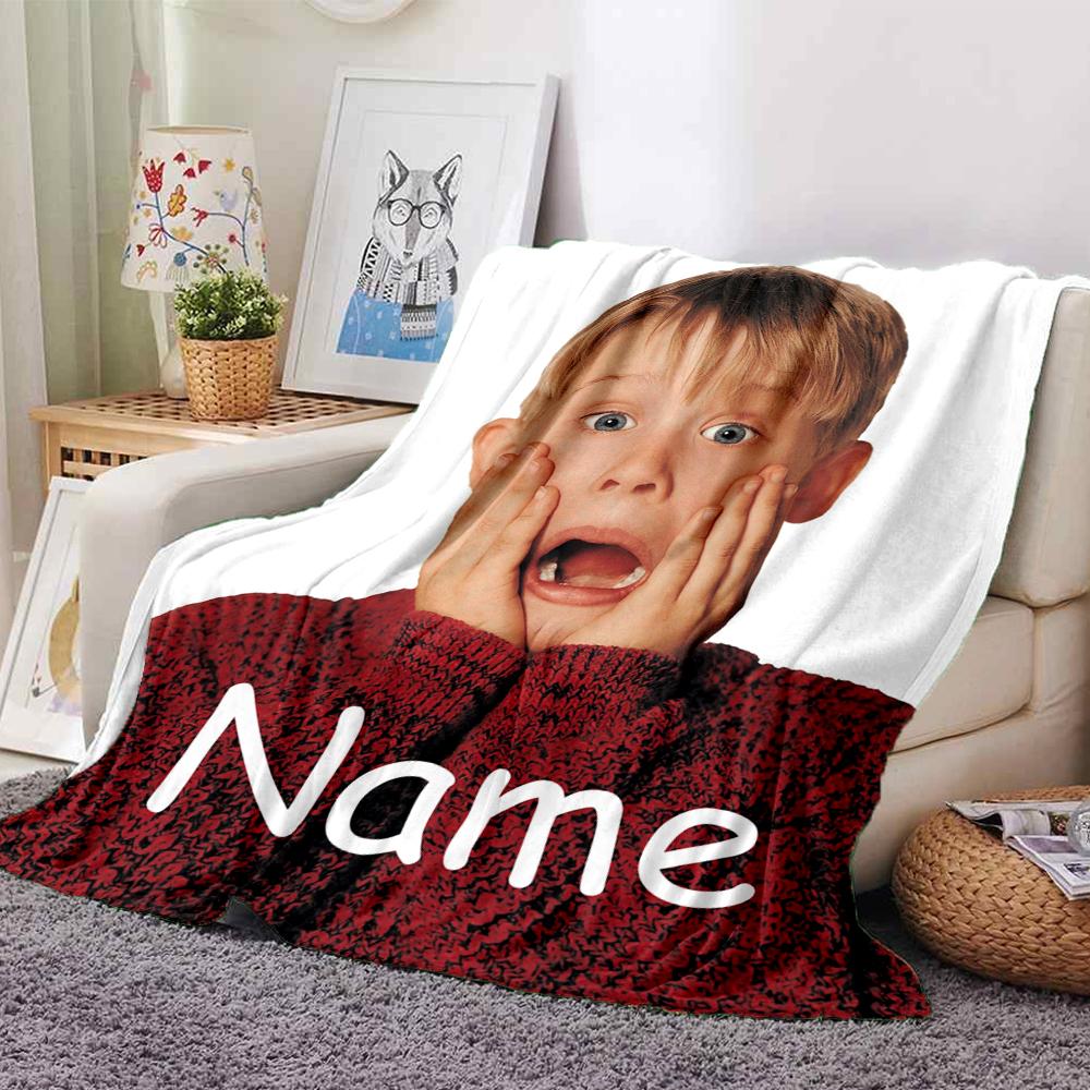 Custom Name Home Alone Theme Printed Blanket Perfect For Couch Bed Travel Outdoor Use Machine Washable Cozy Durable