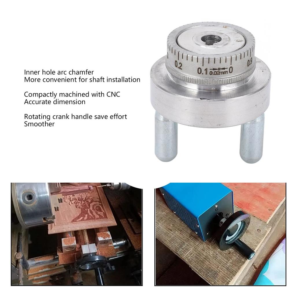 Mini Lathe Hand Wheel with Handle Crank Aluminum Alloy 50mm 2in 0‑1mm Scale  Size Aluminum Alloy Mini Lathe Hand Wheel