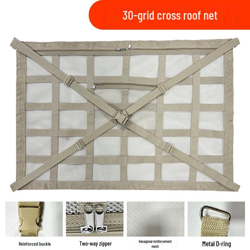 Roof Cargo Suitcase & Travel Clothesline with Mesh Pocket for Outdoor and Off-road Tours