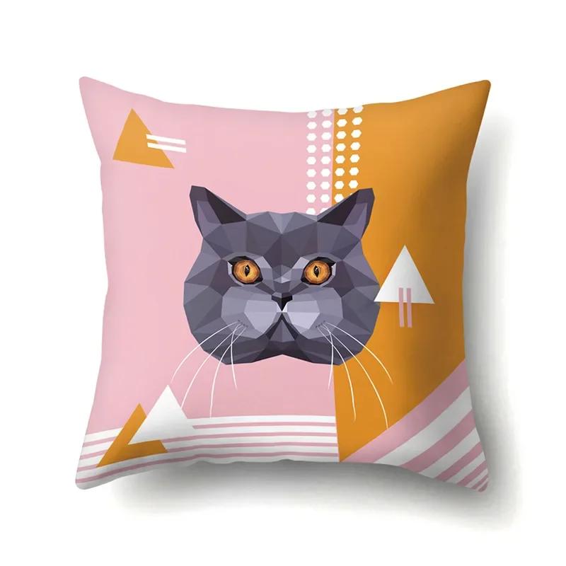 Polyester Throw Pillow Cover Home Decoration Throw Pillow Car Throw Pillow Lovely Animal Cat Print Cushion Cover