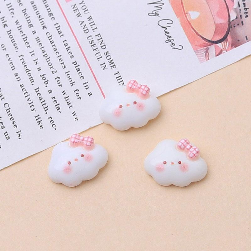 10Pcs New Cute Resin Mini Clouds Pink Series Rabbits Butterflies Flat Back Ornament Jewelry Making Manicure Fashion Accessories