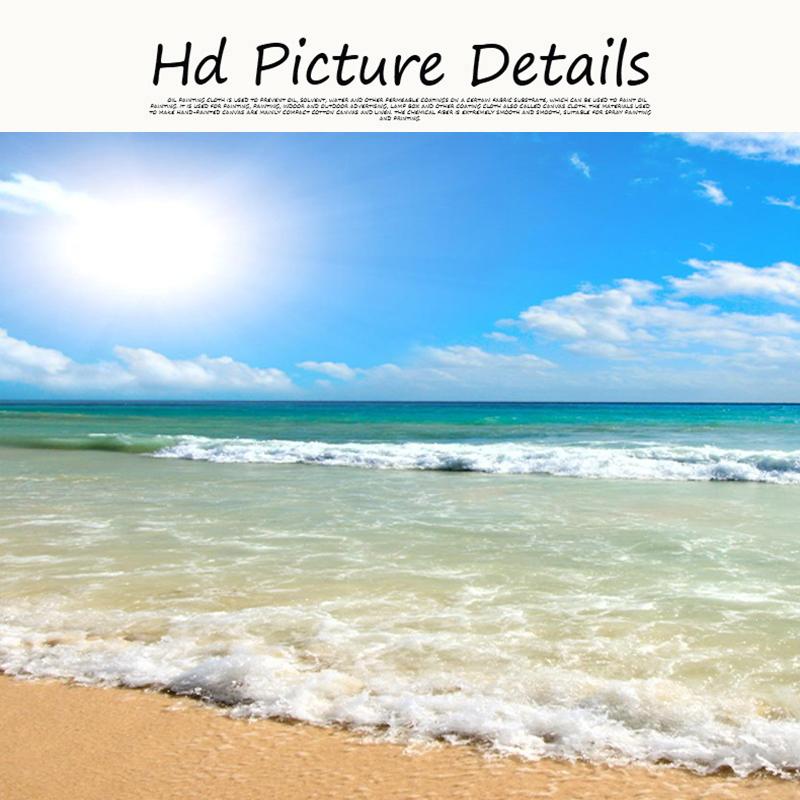 Natural Blue Beach Sunset Landscape Posters and Prints Canvas Painting Mediterran Scandinavian Wall Art Picture for Living Room