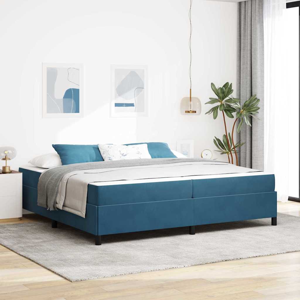 Bed Frame with Mattress Dark Blue 200 x 200 cm Fabric