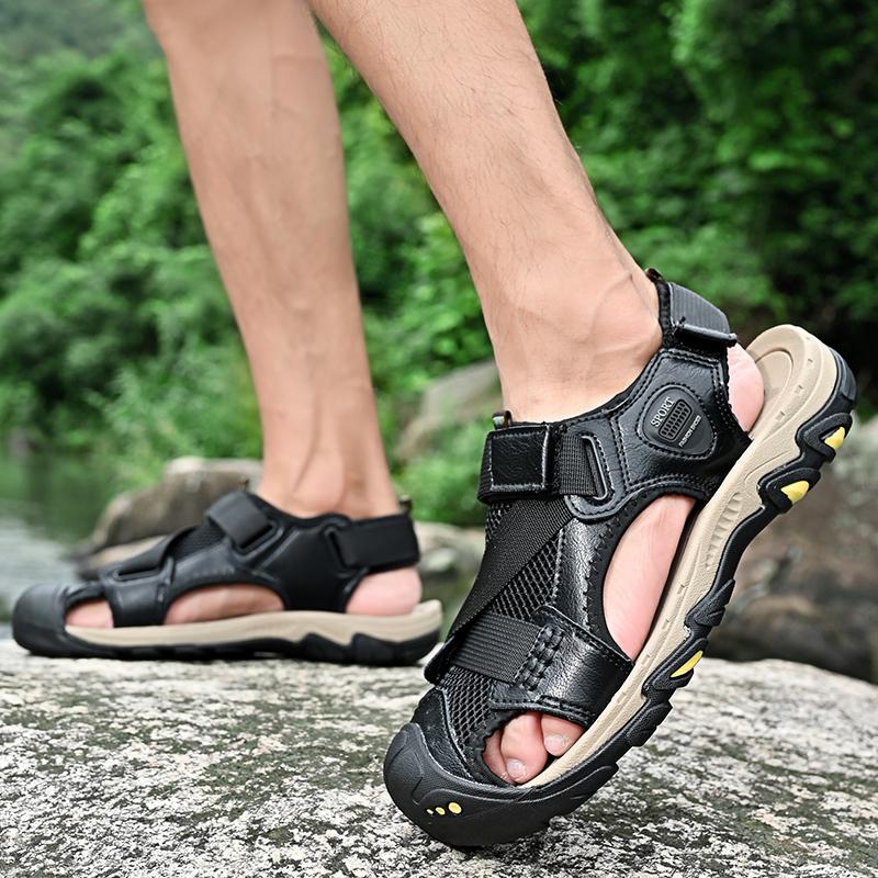 Fashion 2025 Fashion Sandals Men's LeatherAnti Slip Breathable Soft Sole Shoes For Men Summer Water Trekking Beach Slippers Size 38-46