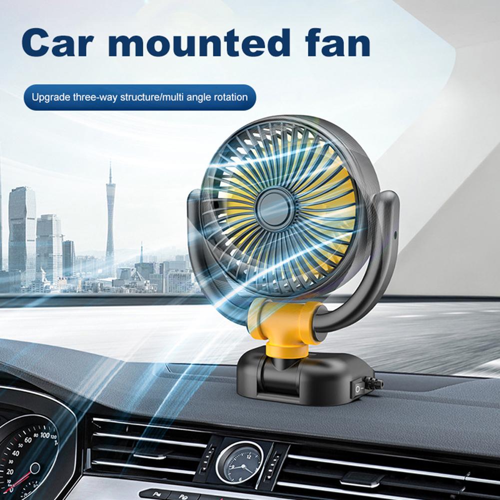 12V/24V Car Cooling Fan 360 Rotation Air Circulator Fan Low Noise Dashboard Air Vent Cooling Fan Summer Car Accessories