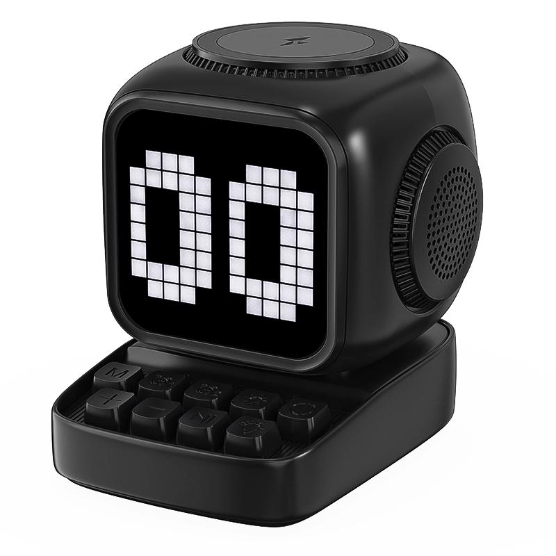 Little Magic Cube Smart Bluetooth Speaker with Magnetic Wireless Charger, Alarm Clock, White Noise, and Retro Design