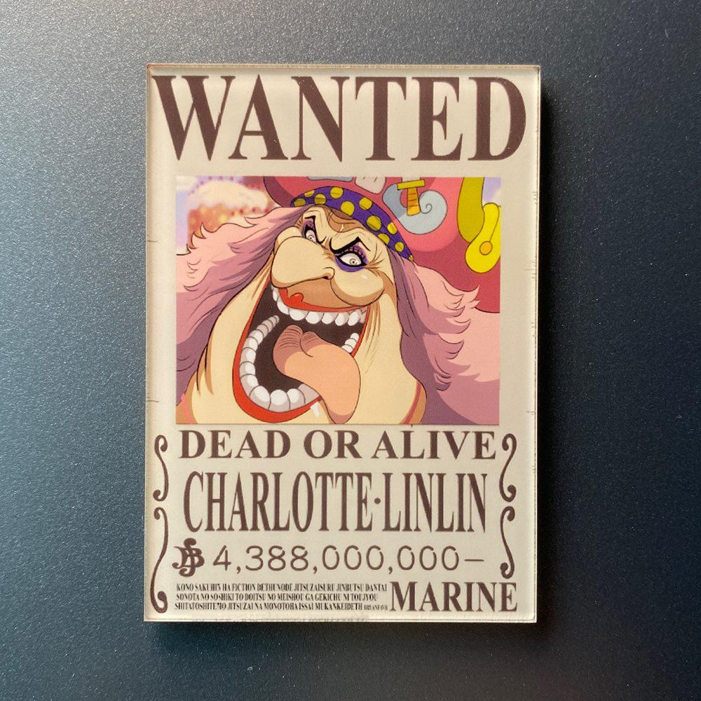Kreativní magnet s plakátem Wanted z One Piece - Anime Kreslená Dekorace na ledničku & Samolepka na vzkazy