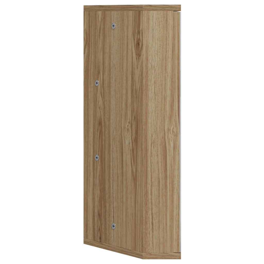 Corner Mirror Cabinet Oak Effect 30 x 24 x 60 cm