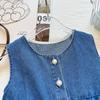 Girls' Soft Denim Vest & Wide-Leg Pants Set with Floral Embroidery - Summer Style Two-Piece Outfit