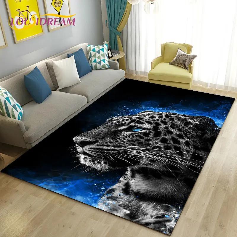 3D Cartoon Dier Luipaard Jachtluipaard Gebiedskleed Tapijt voor Woonkamer Slaapkamer Speelkamer Sofa decoratie huis Antislipkleed Vloermat Zacht