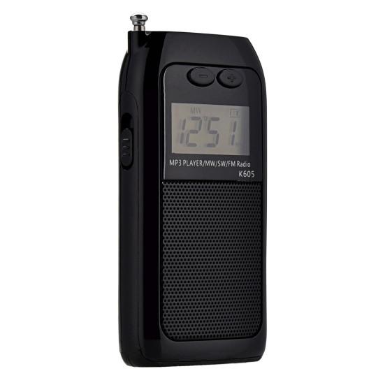 K-605 Pocket Radio Digital Display Mini Multifunctional LCD Portable FM MW SW MP3