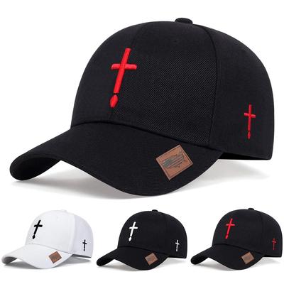 Unisex Cross Embroidery Baseball Caps Spring Autumn Outdoor Adjustable Casual Hats Dad Hat Sunscreen Hat