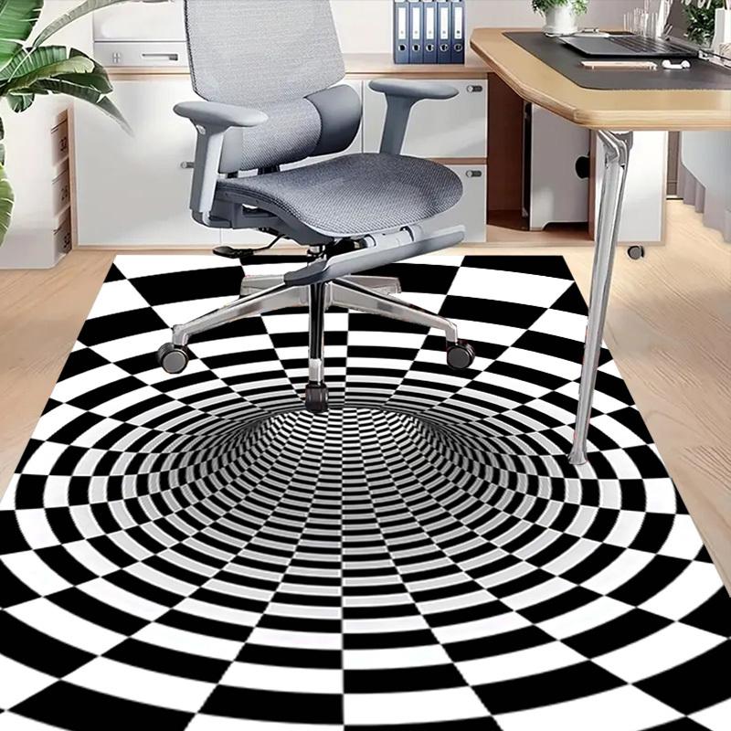 1PC Checkerboard Tunnel Extra Large Non Slip Floor carpet, Office, family, bedroom, Studio Large Area Rug Indoor Rugs, Vibrant Colors