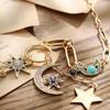 Moon Star Multi Charm Lariat Necklace Gold Paperclip Chain Y Shaped Pendant Necklace Fashion Jewelry for Women
