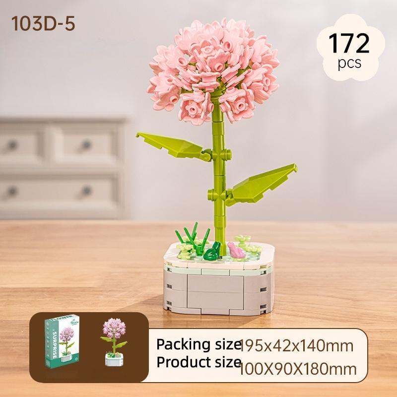 Cartoon Flower Building Blocks, Children's Educational Toys, Birthday Gifts for Boys and Girls, Camellia and Sunflower Model