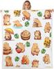 Cartoon Capybara Throw Blanket TwinCapybara BlanketCapybara Animals Lovers Fleece Blanket Kawaii Animals Sherpa Blanket