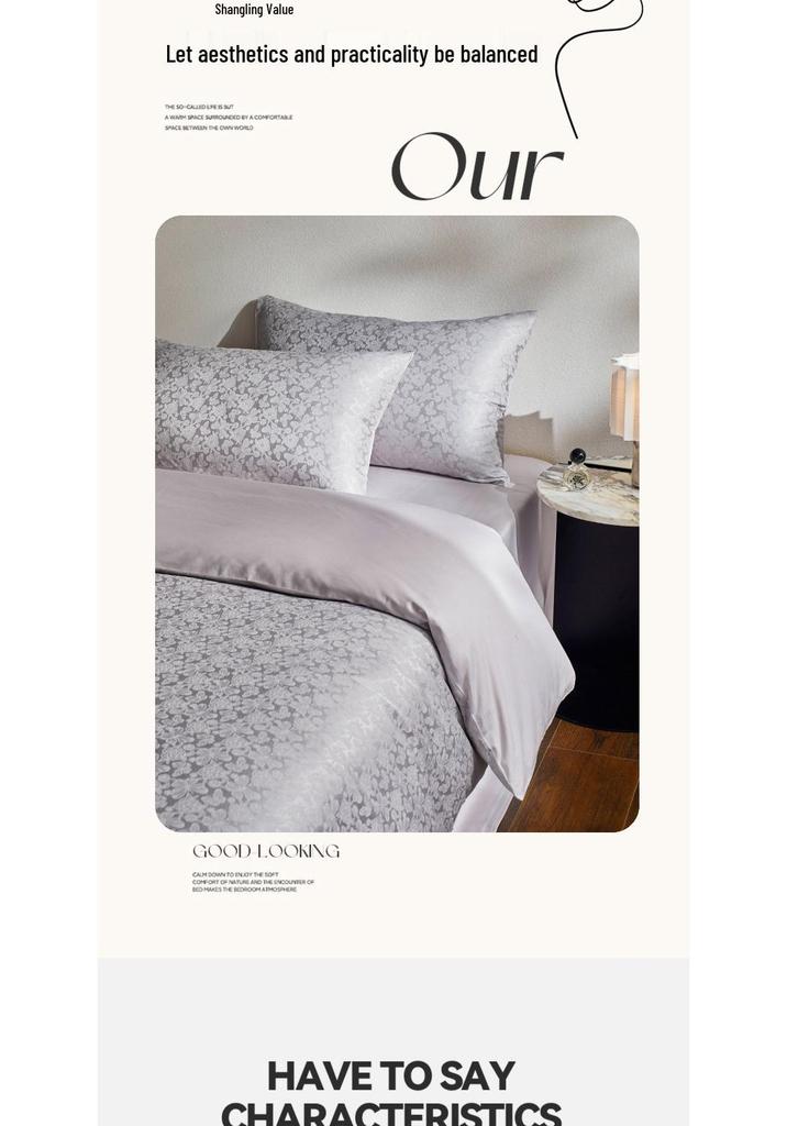 Luxurious Cotton Jacquard 4-Piece Bedding Set: High-Density, Skin-Friendly, Breathable, All-Season Sheets