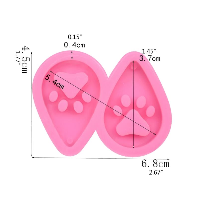 DIY Basteln Schmuck Schlüsselanhänger Form Hunde Pfote Ohrringe UV Epoxidharz Form Handgefertigte Ohrringe Ohrhänger Silikonform