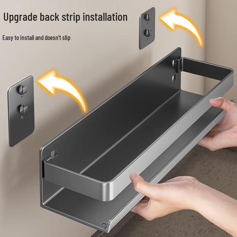 Nordic Gunmetal Grey Countertop Kitchen Spice Rack with Hooks