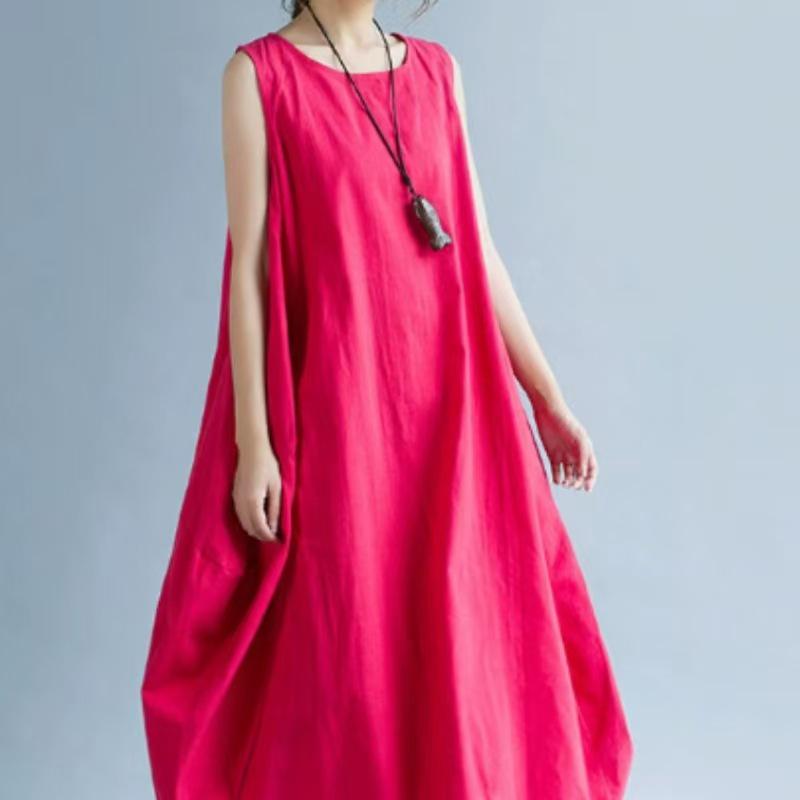 Summer Plus Size Women's Sleeveless Dress with Pockets