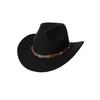 Men's casual western cowboy hat with skull accessory, British style felt hat, all-season wool jazz hat