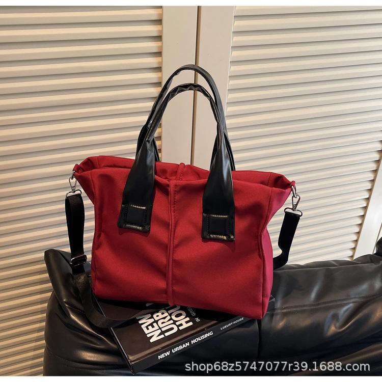 Japanese Fashion Solid Color Large Capacity Canvas Bag Casual Design Niche One-shoulder Crossbody Bag Hand-held Class Cloth Bag