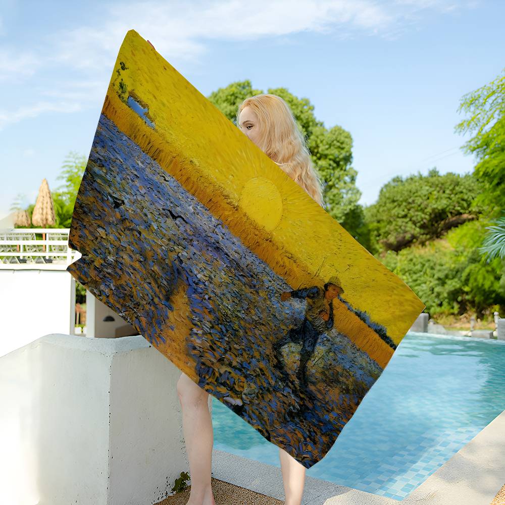 Painter Van Gogh Microfiber Blanket Quick Drying Beach Towels Oversized Printing Super Absorbent Pool Towel Blanket