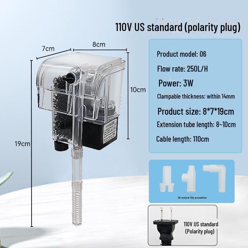 Aquarium Wall-Mounted Silent Waterfall Filter & Oxygen Pump