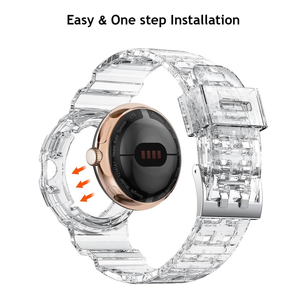 Transparent Case+strap For Google Pixel Watch 4 3 2 41mm Accessories Sport Smartwatch Soft TPU Bracelet Correa Pixel Watch Band