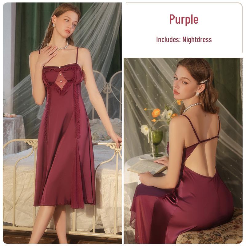 Rose Süßes Dessous-Set: Gepolstertes Camisole-Kleid mit Wickelrobe