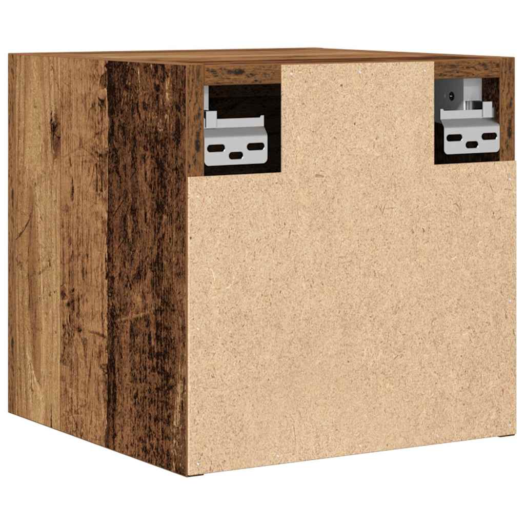 Wall Mounted TV Cabinets Set of 2 Rustic Wood Look 30.5 x 30 x 30 cm