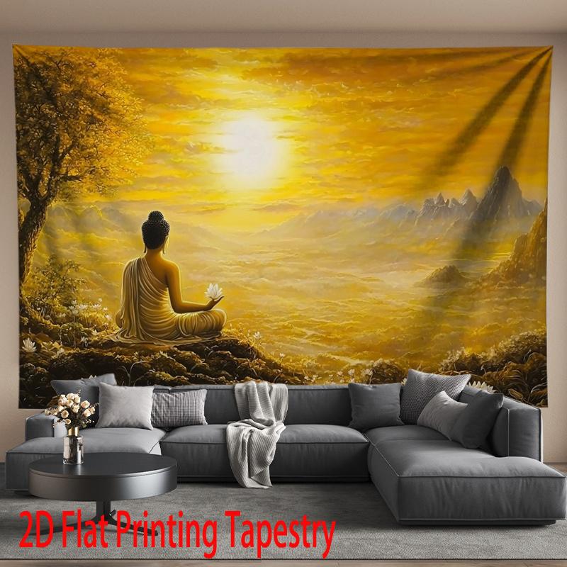 VIKAMA Enlightenment Buddha Tapestry Which Has Added A Serene Warm Vibe For Home Office Guesthouse And Meditation Space Decor