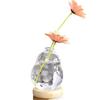 Transparent/Pink Creative Bubble Glass Vase With Wood Base Desktop Decorating Flowerpot  Home