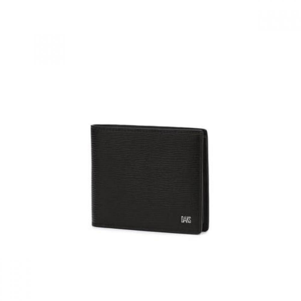 Daks Wallet Belt Set Logo Decor Black Bifold Wallet   Black Embossed Leather Aut