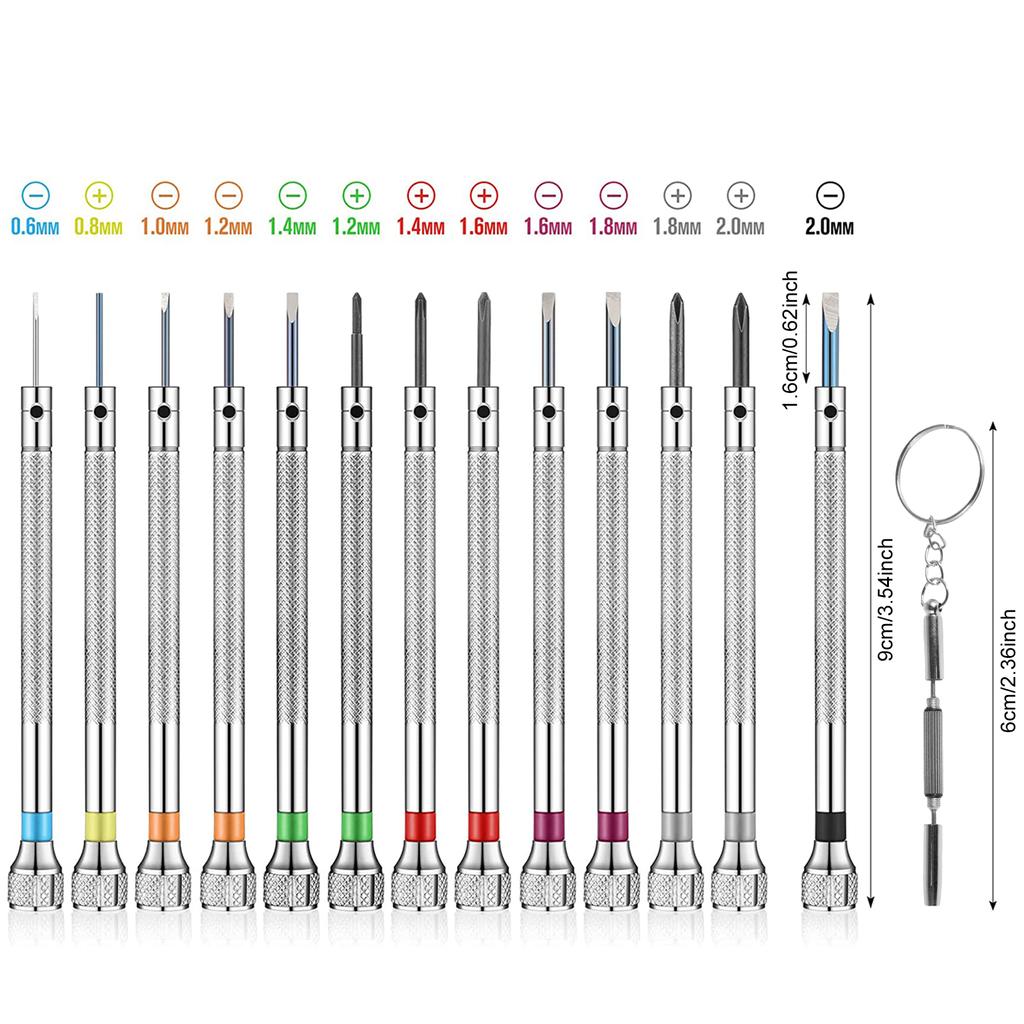 Precision Screwdriver Set 0.6-2.0mm Cross Screwdriver High Hardness Steel Precision Screwdriver Suitable for Watch Maintenance