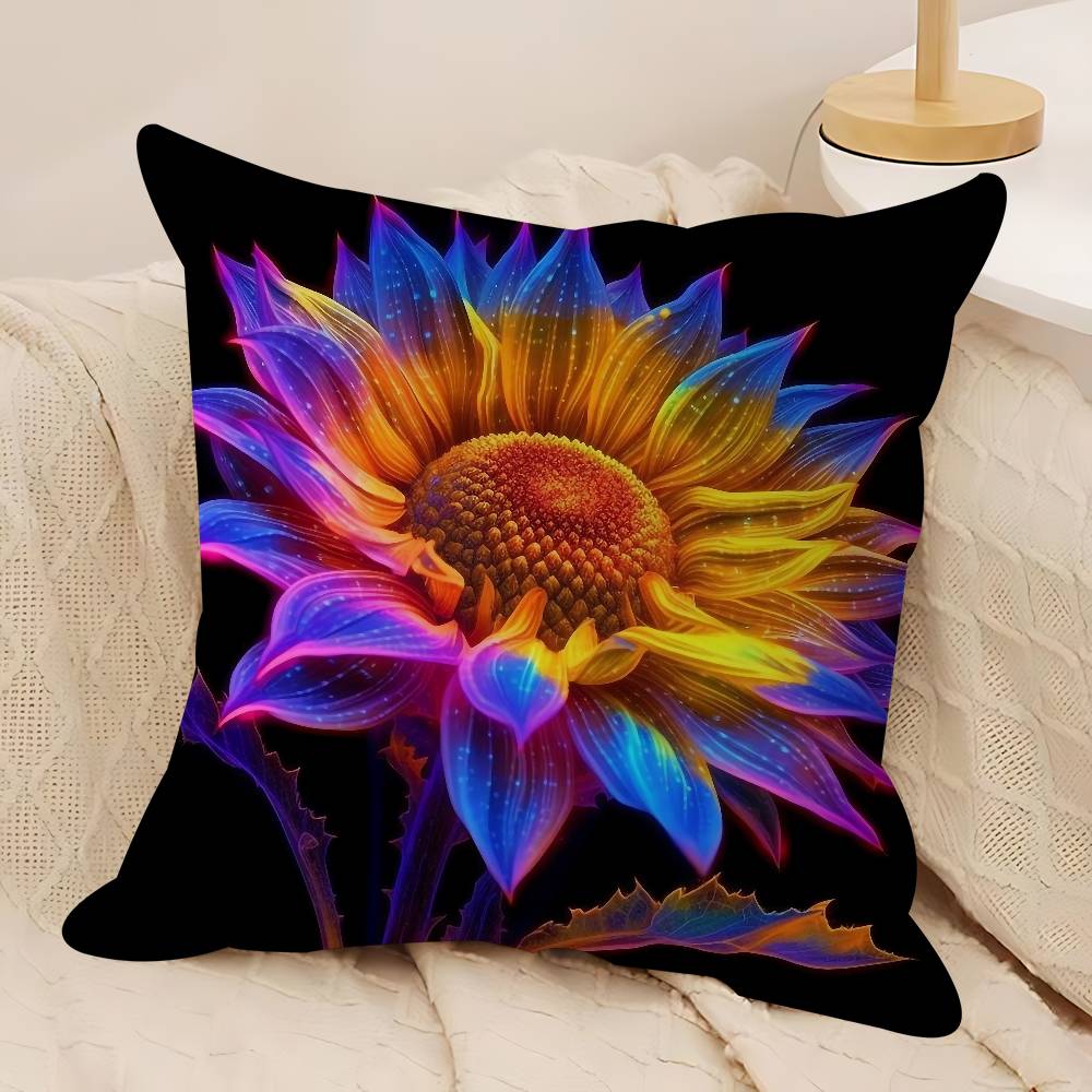 Art Sunflower Pillow Anime Pillow Sofa Bed Head Pillow Cover Cushion Cover 45x45 Cm Fashion