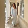 Rochie maxi cu acoperire de modă, albă, tossy, cu decolteu în V, cu decolteu, rochie de vacanță pe plajă Tricoturi Rochie fără spate